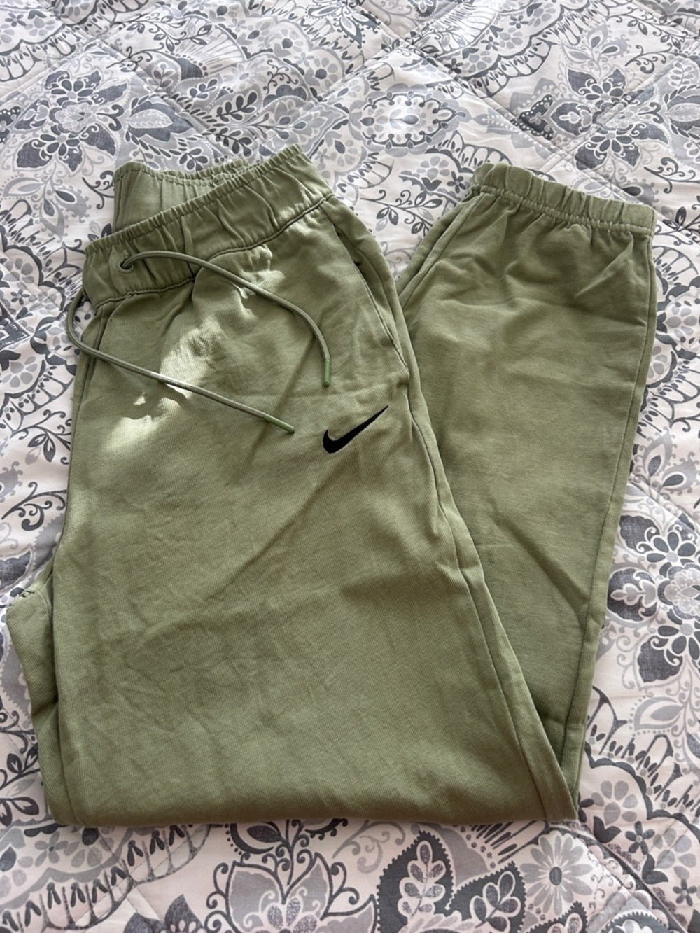 Nike Olive Green Sweatpant Joggers with Black Swoosh